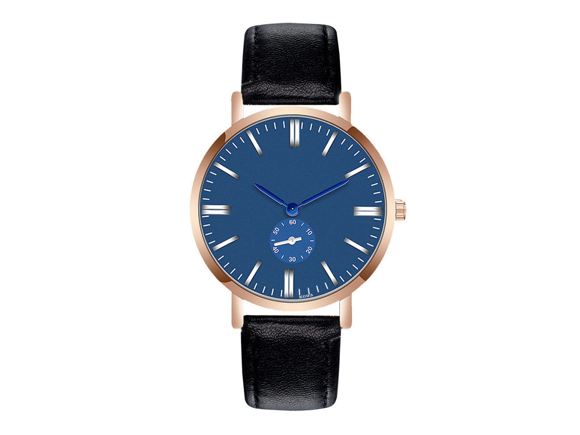 Reloj De Pulsera Para Hombre De Cuarzo Con Correa De Cuero Pu, Dial Redondo, Moda (negro)
