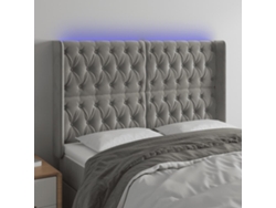 Cabecero Con Led De Terciopelo Gris Claro 163x16x118/128 Cm