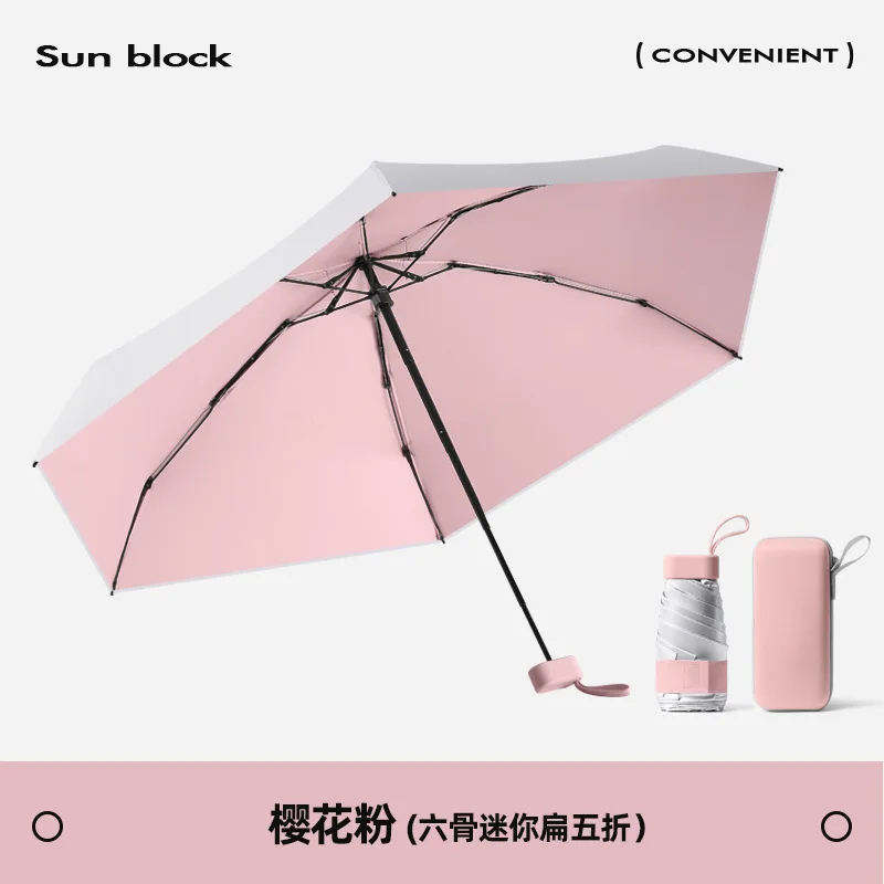 Mini Sombrilla (rosa), Factor De Protección Solar Upf50+, Color Plata Titanio.