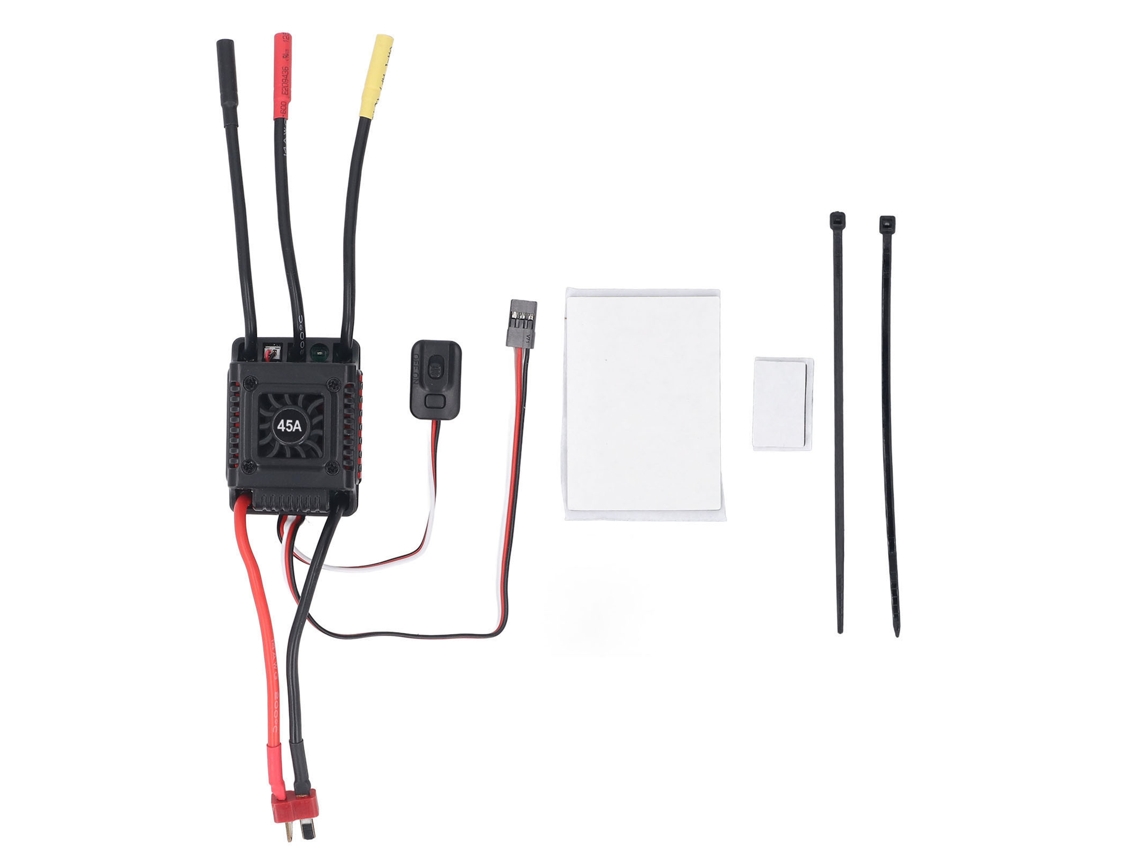 Esc Sin Escobillas De 45 A Para Coche Rc A Escala 1/10, Sensor Impermeable, Ajustable Con Cubiertas Protectoras, Enchufe Rojo.
