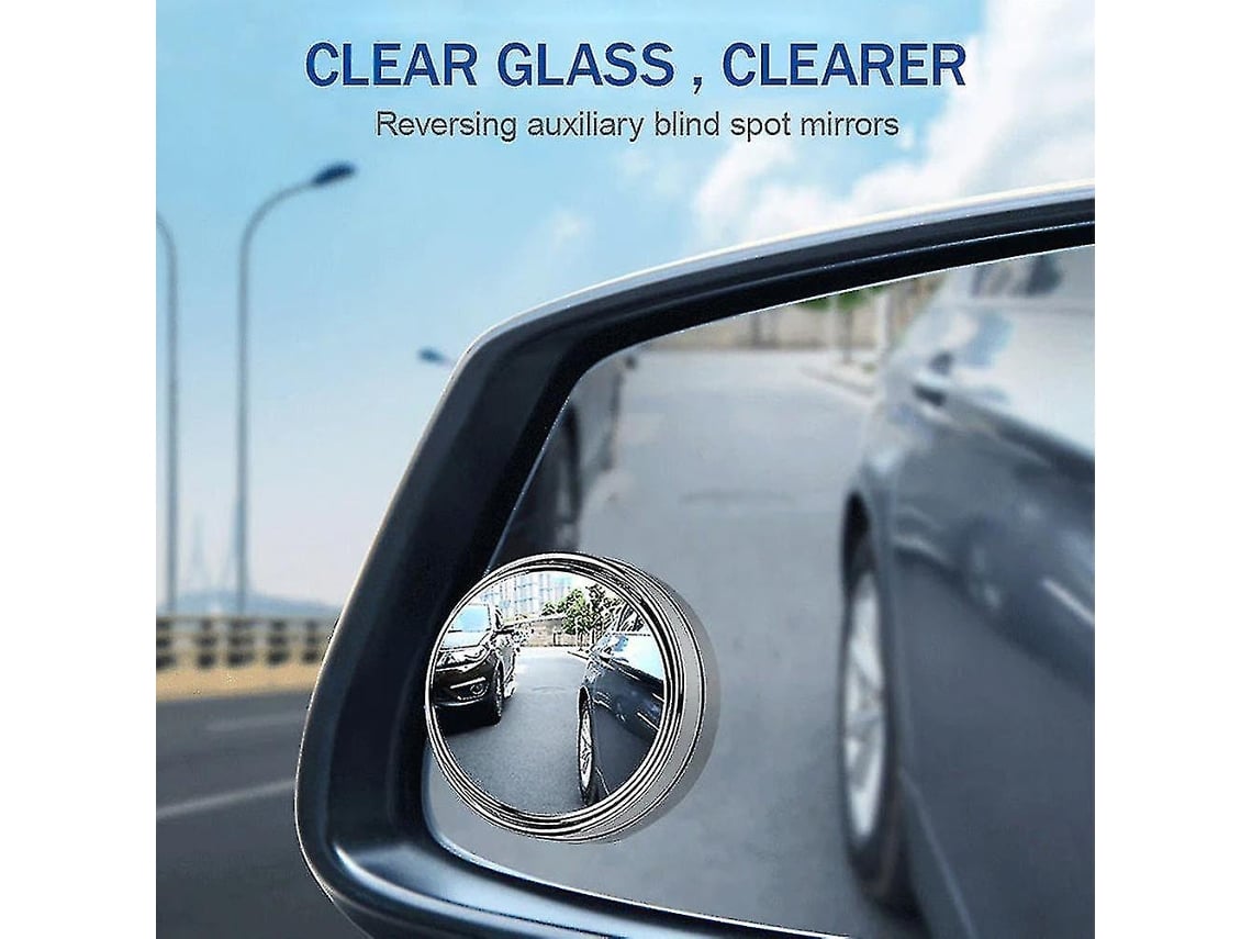 Espelhos retrovisores auxiliares de ponto cego Omni-Wide Angle adesivos para carros, vans, SUVs e caminhões, pretos, 2 peças.