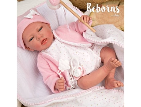 Muñeco ARIAS Arias Reborns 40 cm Elena Rosa con Banderitas (Edad Mínima: 3 Años - 46,5 x 21,5 x 30 cm)