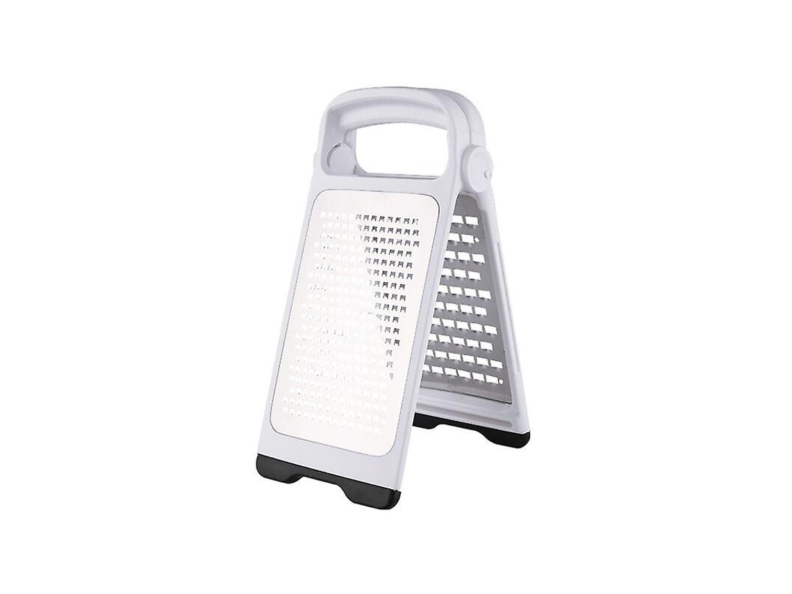 Rallador Doble Plegable De Acero Inoxidable Para Queso Y Verduras Con Tapa Protectora Y Mango Ergonómico 22.5x11x6 Cm Blanco