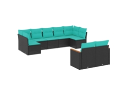 Maison Exclusive - Conjunto De Sofá De Jardín De 9 Piezas Con Cojines, De Poliratán Negro