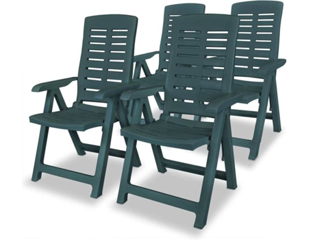 Conjunto 4 Silla Jardin VIDAXL Verde Plástico