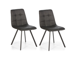 Conjunto de 2 Cadeiras Mila Estofadas Cinza Escuro 58 X 45 X 86 Cm VS VENTA-STOCK