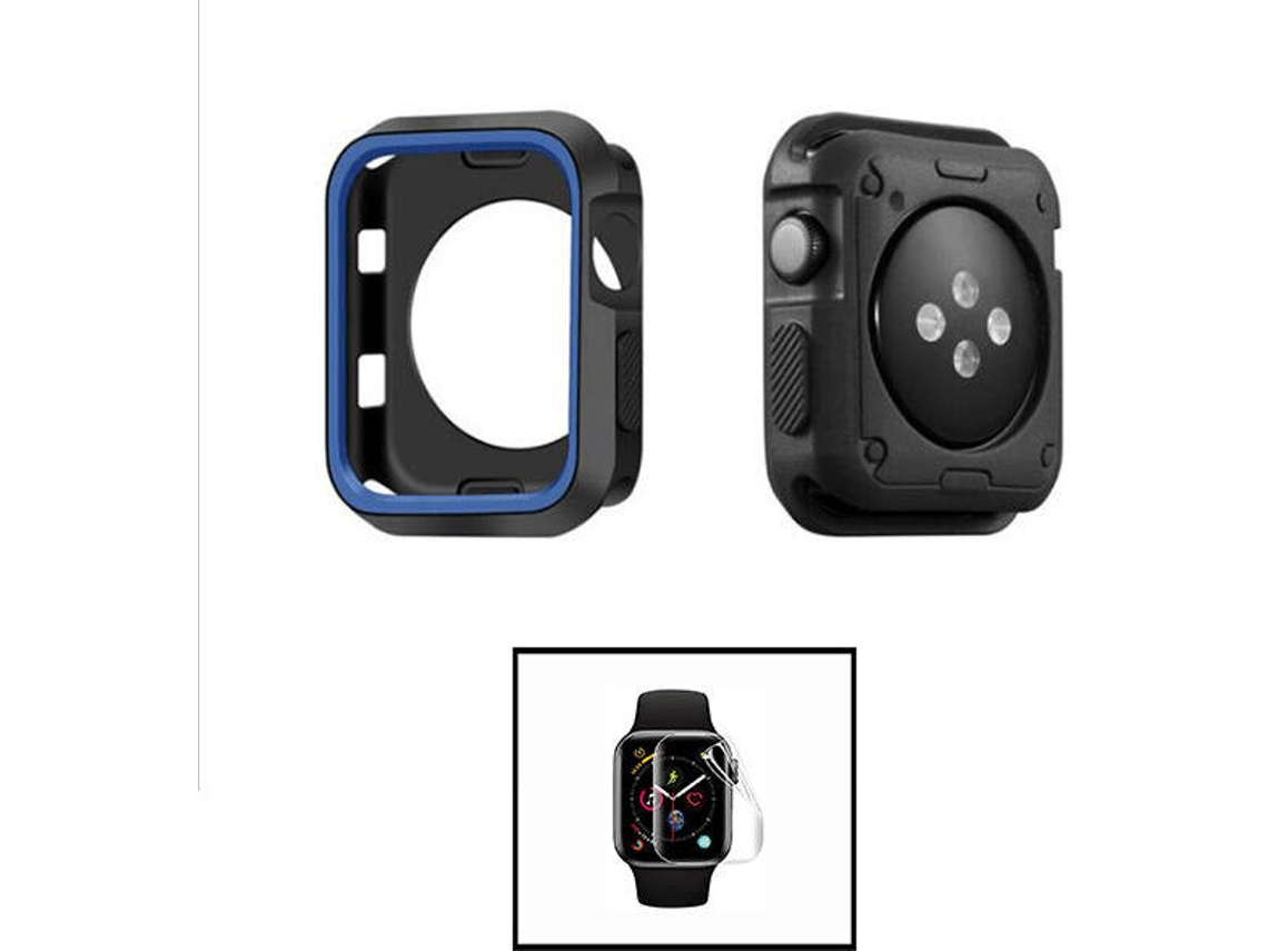 Carcasa Military + Protector de Hydrogel PHONECARE Apple iWatch Series 4 - 44mm Negro y Azul