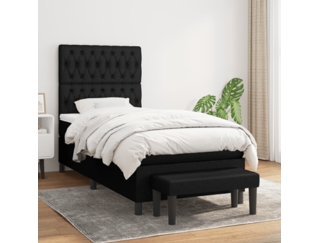 Cama con somier VIDAXL (Negro - Tela - 193 x 90 x 128 cm)