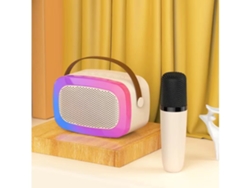 Micrófonos Inalámbricos Profesionales Altavoz Bluetooth Para Ktv Juegos Koraoke Beige