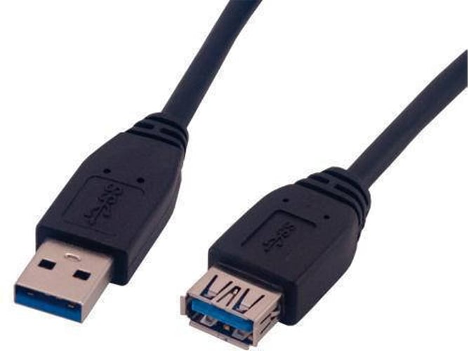 Cable USB MCL USB A/USB A 1 m Macho/Hembra Negro