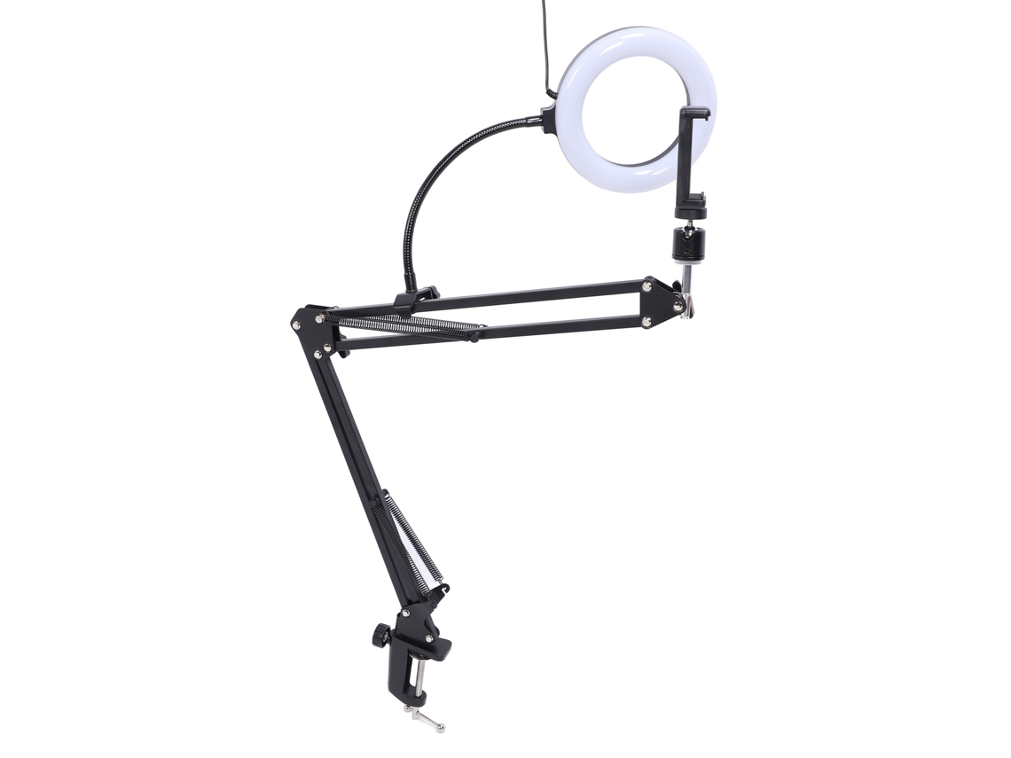 Luz Circular Com Suporte Para Celular Com Braço Articulado Ajustável Para Gravação De Vídeo E Live Stream