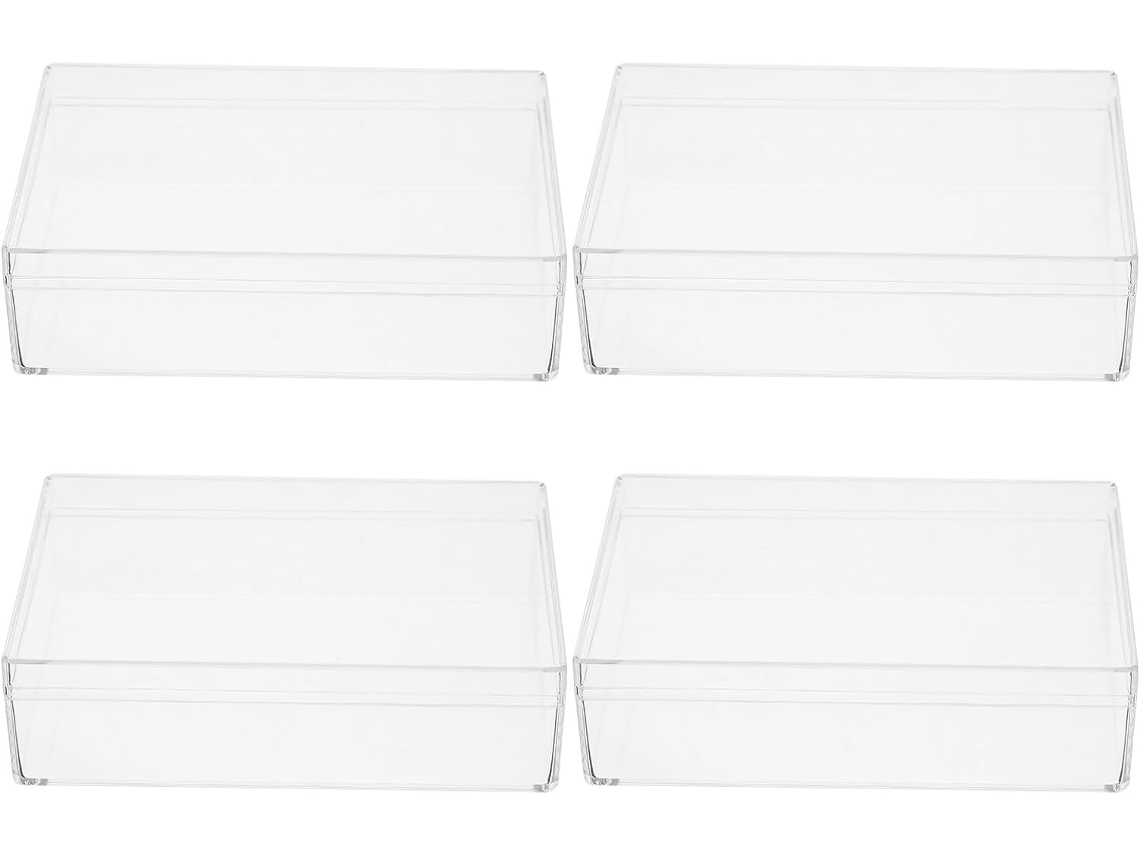 Protección Óptima Cajas Rectangulares Plástico Transparente Juego 4 Práctico Almacenamiento Viaje Joyas