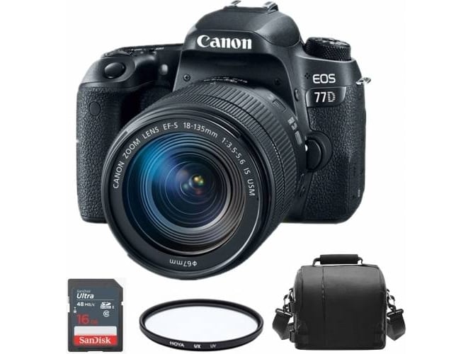 Kit Cámara Réflex CANON EOS 77D EF-S 18-135mm F3.5-5.6 + Funda + SD 16 gb + Hoya UX UV 67mm