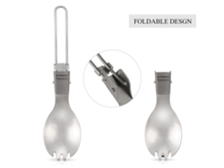 Cuchara/tenedor Plegable Ligero De Titanio Tomshoo Para Camping, Senderismo, Viajes Y Uso Diario.