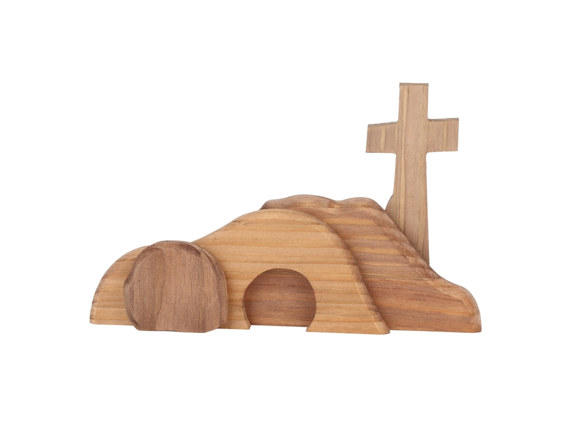 Decoración De Escena De Pascua: Cruz De Tumba Vacía Hecha A Mano En Madera Para El Hogar, Bodas Y Fiestas.