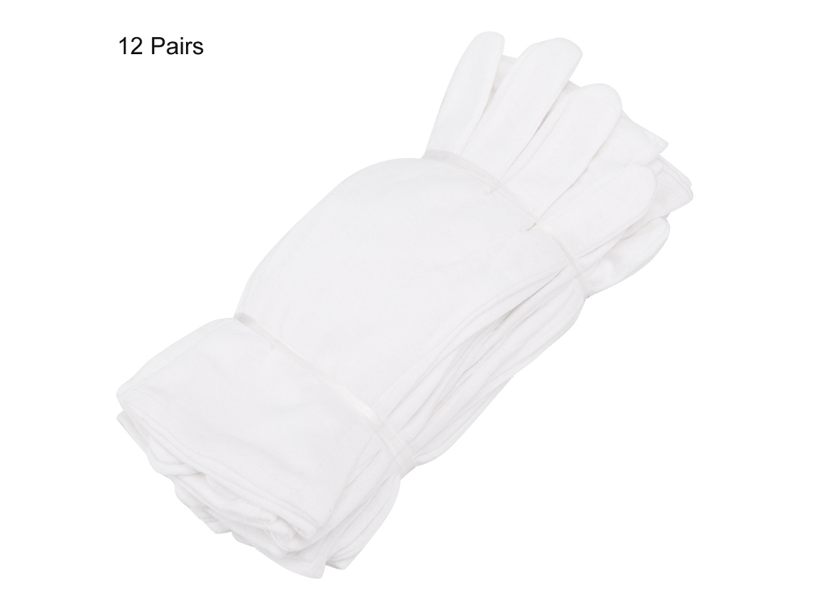Baok-12 pares de guantes protectores de algodón para uso industrial, agrícola y doméstico, color blanco.