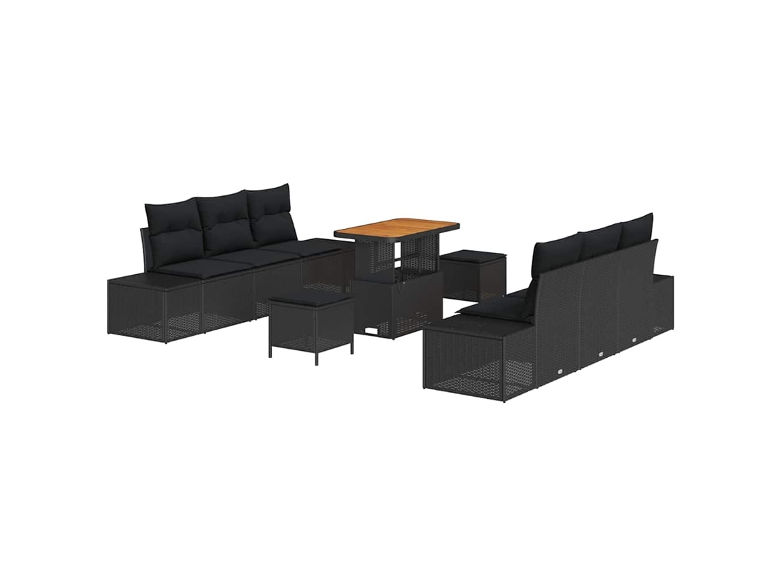 Maison Exclusive - Conjunto De Sofás De Jardín Con Cojín 9 Pcs Negro Poliratán