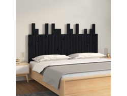 Cabecero De Cama De Pared Madera Maciza Pino Negro 146,5x3x80cm