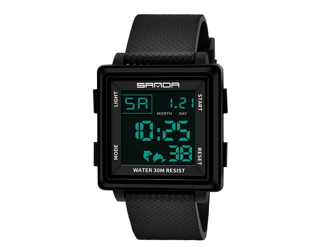 Reloj Electrónico Digital Sanda Moda Simple Multifuncional Pulsera Negro