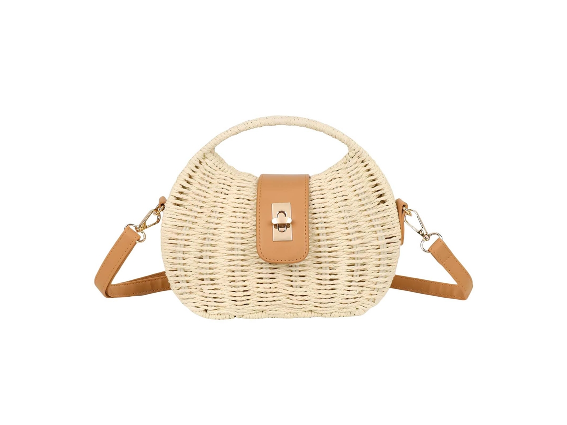 Bolso Para Mujer Trenzado Con Forma De Media Luna Y Cierre Metálico