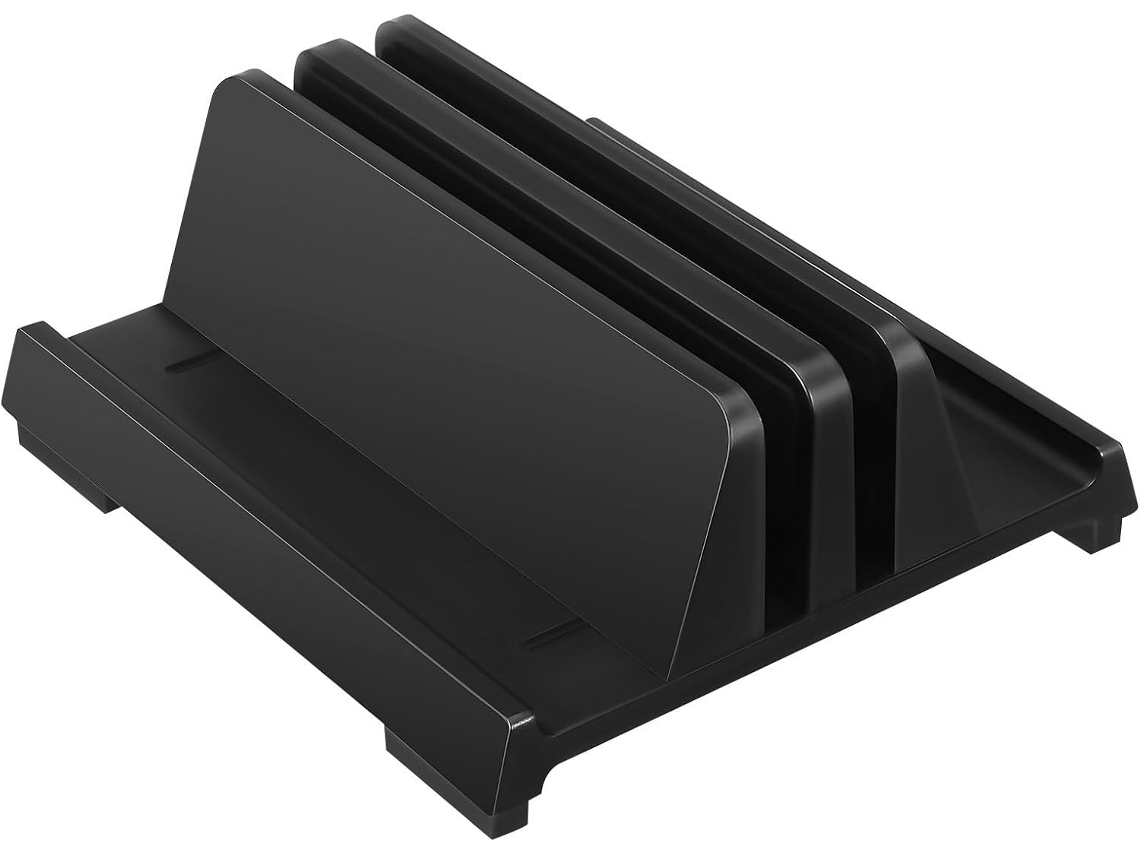 Soporte Vertical Para Portátil Con Doble Apoyo Y Base De Ancho Ajustable.
