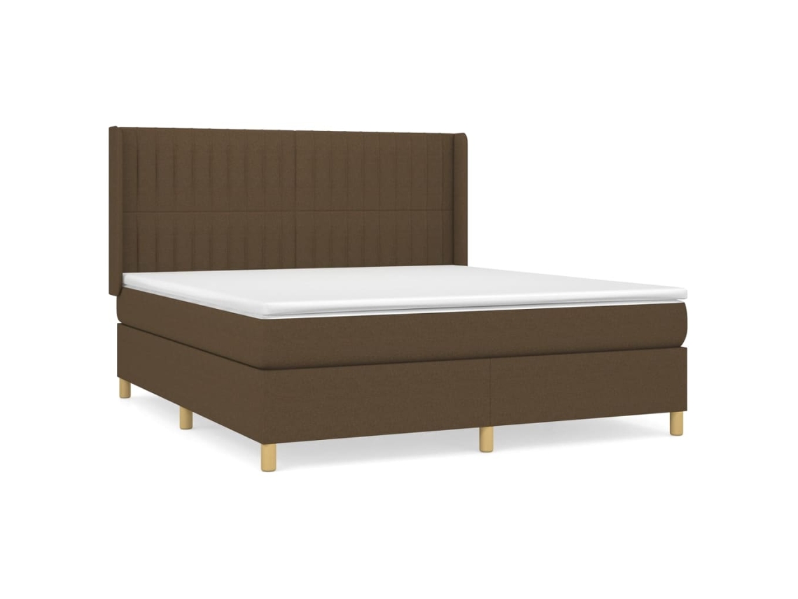 Maison Exclusive - Cama Box Spring Con Colchón Tela Marrón Oscuro 160x200 Cm