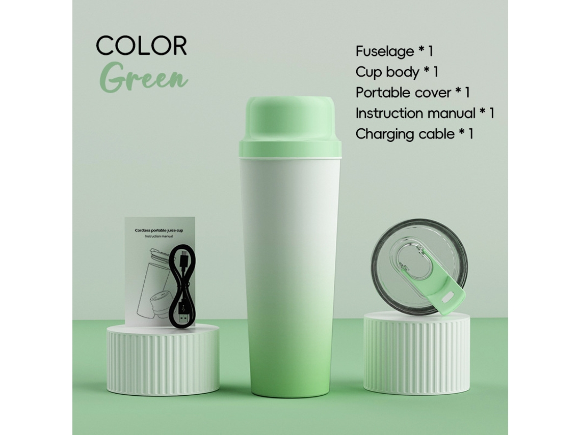 Exprimidor CHRUI Licuadora Usb De 650 Ml, 20 Cuchillas, 3000 Mah (Verde)