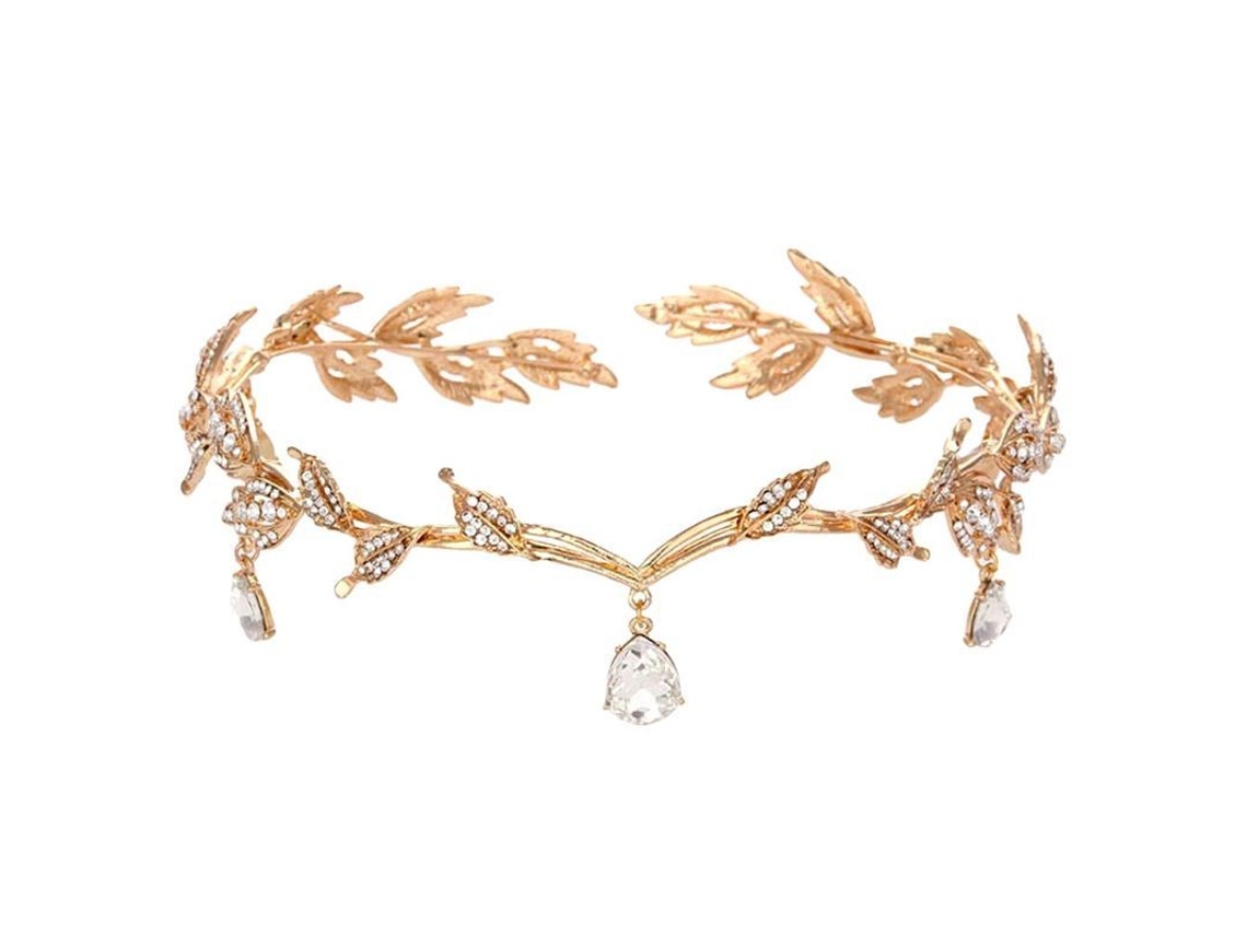 Tiara De Hojas Con Cristales Y Diamantes De Imitación, Diadema Nupcial Para La Novia Y Las Damas De Honor Con Cuentas.