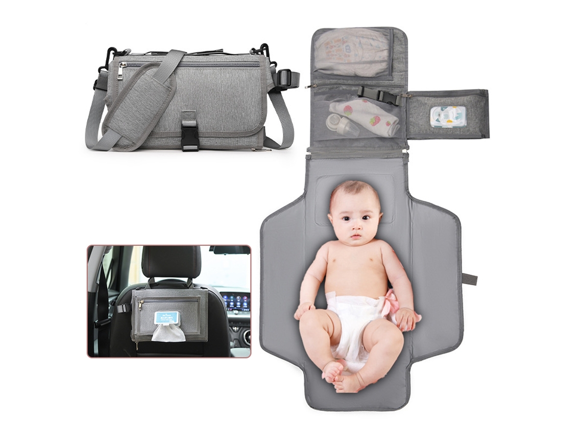 Bolso cambiador multifuncional para bebé, plegable, impermeable y lavable, Cuich (gris)