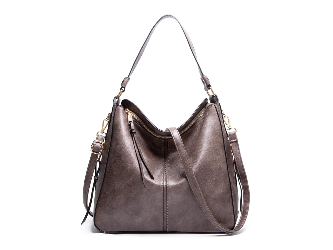 Bolso De Hombro De Moda Para Mujer, De Piel Sintética, Portátil, Ideal Para El Trabajo, Las Compras Y Los Viajes, Color Gris.