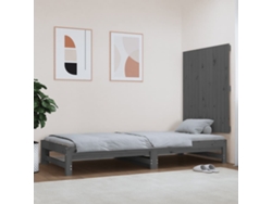 Cabecero De Cama De Pared Madera Maciza Pino Gris 82,5x3x90 Cm