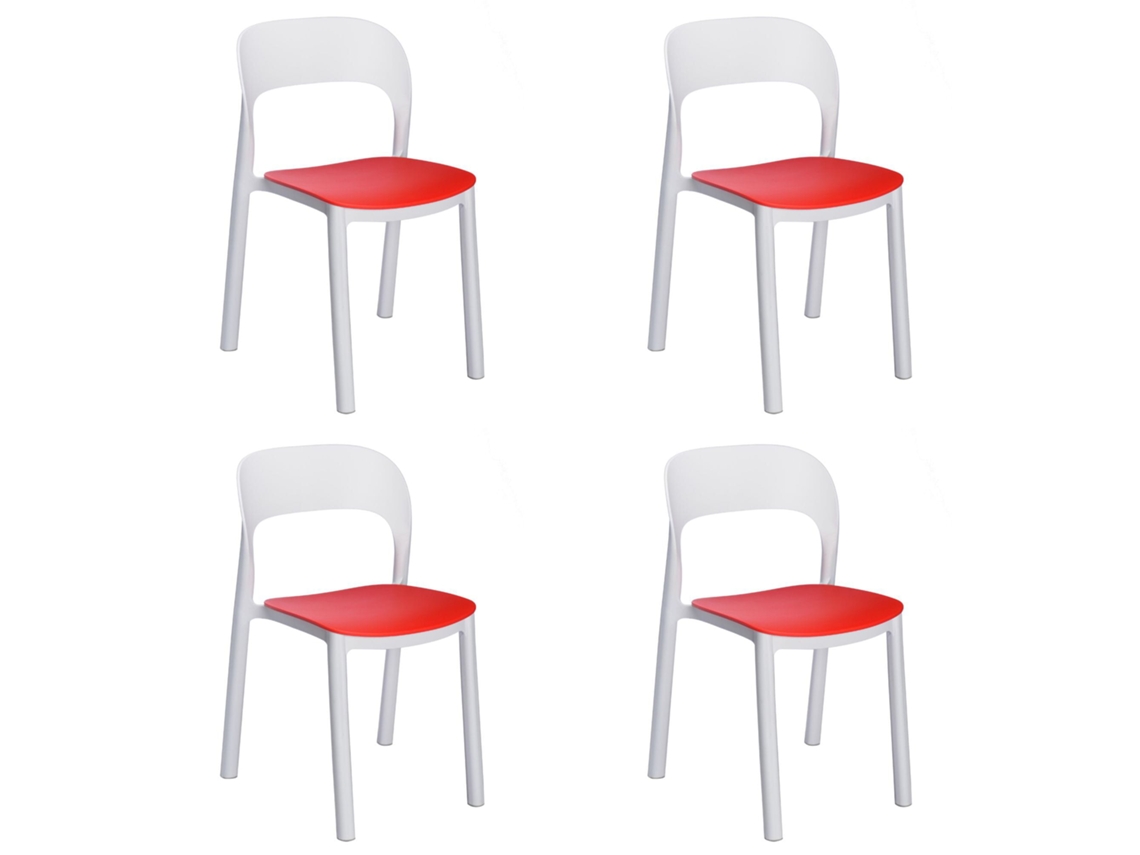 GARBAR ONA Set 4 Silla Interior Exterior Blanco - Rojo