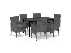 Maison Exclusive - 7 Pcs Conjunto De Jantar P/ Jardim C/ Almofadões Vime Pe Cinza