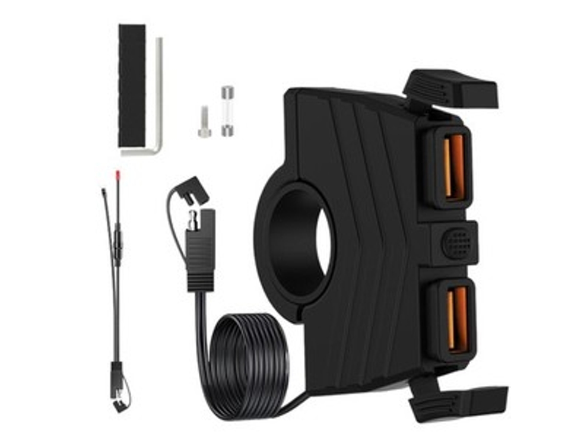 Adaptador de cargador súper rápido Zeuxo QC 3.0 para motocicleta, con doble puerto USB para teléfono y cargador de 12/24 V.