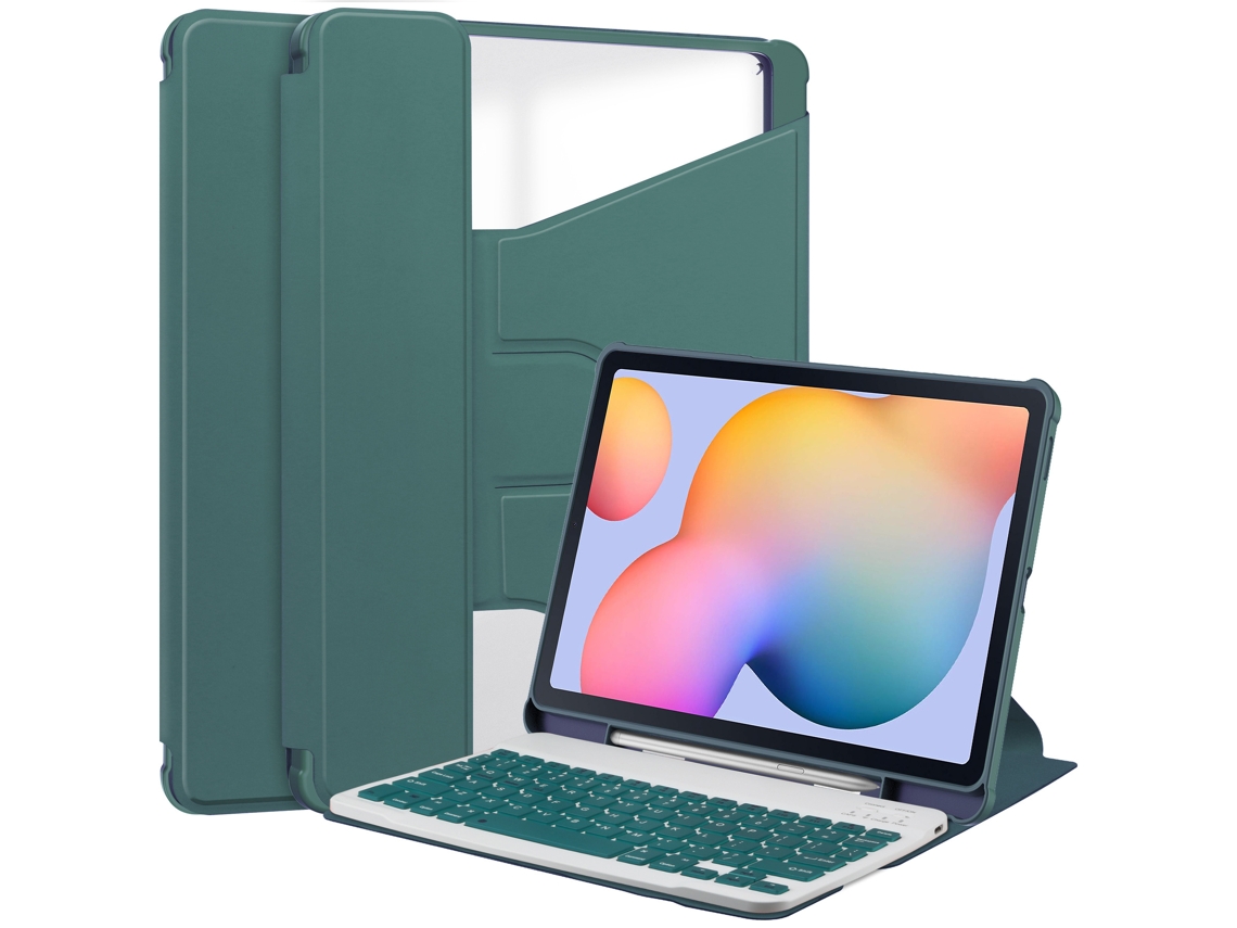 Capa Para Samsung Galaxy Tab S6 Lite 10.4 Polegadas Sm-p610/sm-p615 2020 Com Ranhura Para Caneta Adicionar Teclado Português Verde Escuro