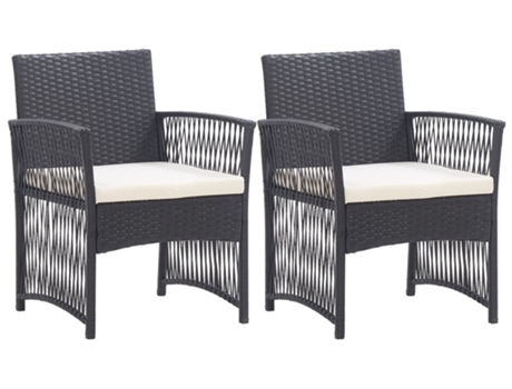vidaXL Sillones de jardín con cojines 2 unidades ratán sintético negro