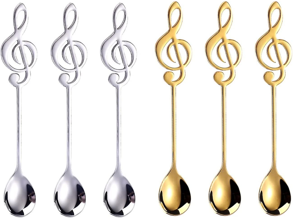 6 Cucharas De Nota Musical, Cucharas Para Té O Café, Inoxidable, Diseño Único, Para Hogar, Cafeterías Y Fiesta