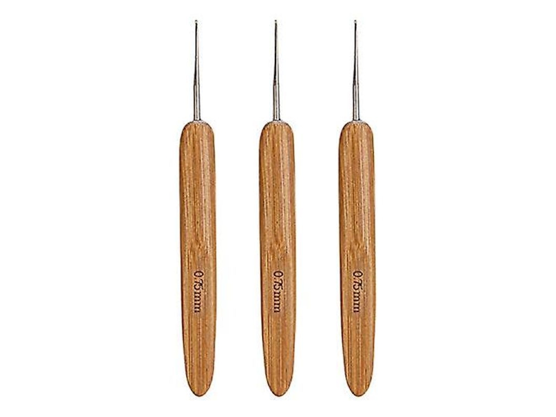 3 Ganchos De Ganchillo Para Rastas De 0,75 Mm Y 0,5 Mm Con Ganchos Para Cabello Y Trenzas Hechas A Mano.