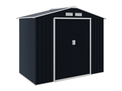 Caseta De Jardín Metálica De 213x130x185 Cm Para Guardar Herramientas, Color Gris Oscuro.