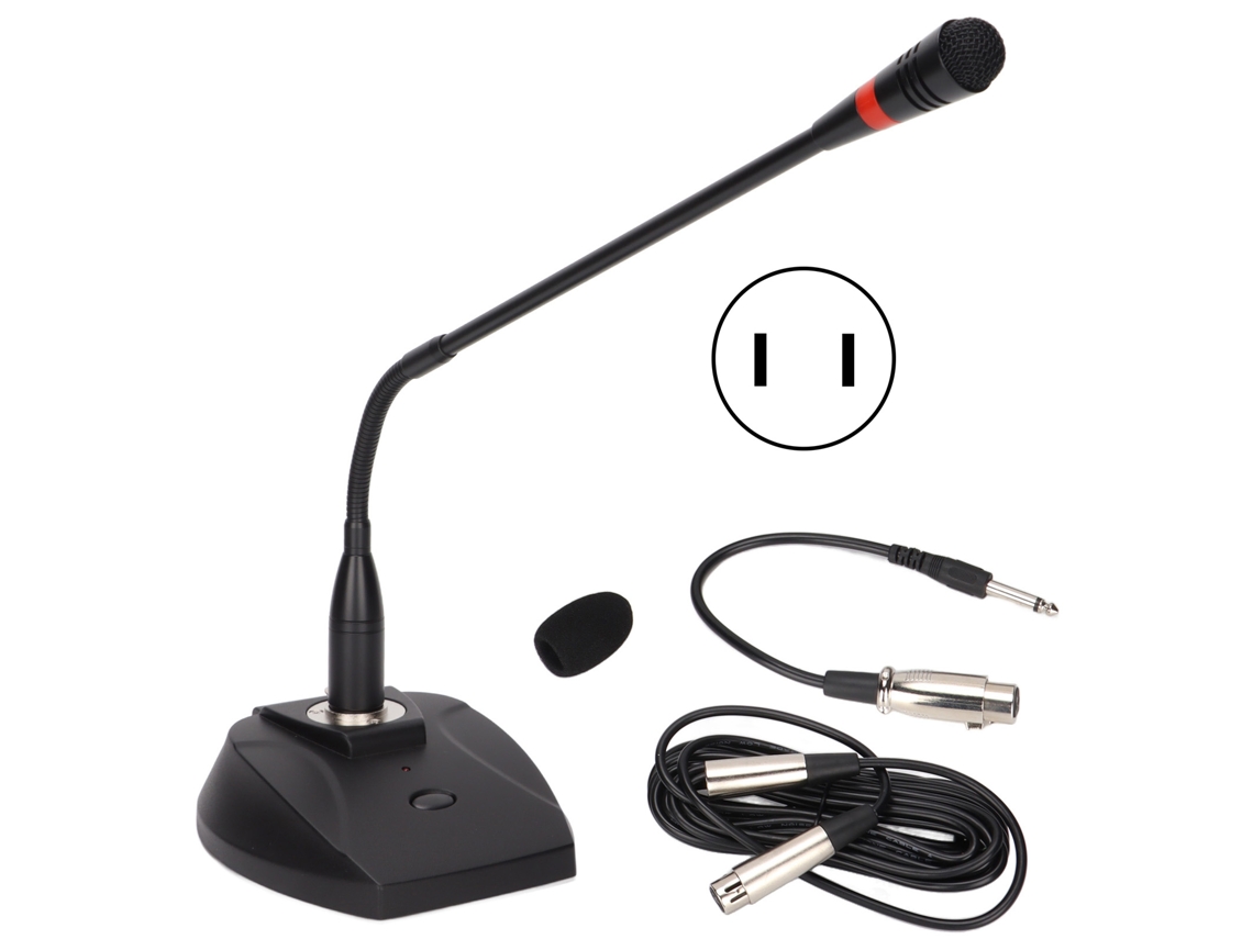 Micrófono De Sobremesa Con Cuello De Cisne, Cable Xlr A 6,35 Mm, Para Conferencias/voz, 100-240 V, Enchufe Estadounidense.