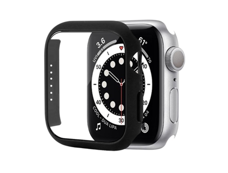 Funda protectora a prueba de golpes con película de vidrio templado para Apple Watch Series 8/7 45 mm (negro)