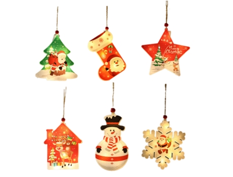 Paquete de 6 decoraciones para árboles de Navidad luces LED colgantes luminosos adornos decoración navideña regalos