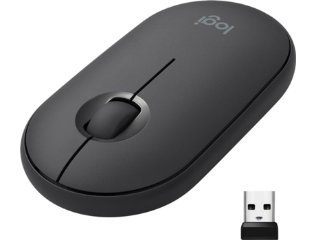 Ratón LOGITECH M350 Pebble (Bluetooth - Regular - 1000 dpi - Negro)