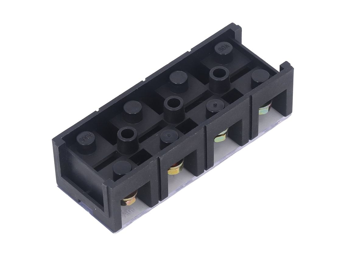 Barrera Terminal De Tornillo De Doble Fila Con Tapa 600v 60a 2pcs 4 Posiciones (604)