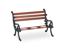 Relaxdays Mini Banco De Flores, Ferro Fundido E Madeira, Suporte Para 3 Vasos Ø 9 Cm, Banco De Jardim, Castanho/cinza