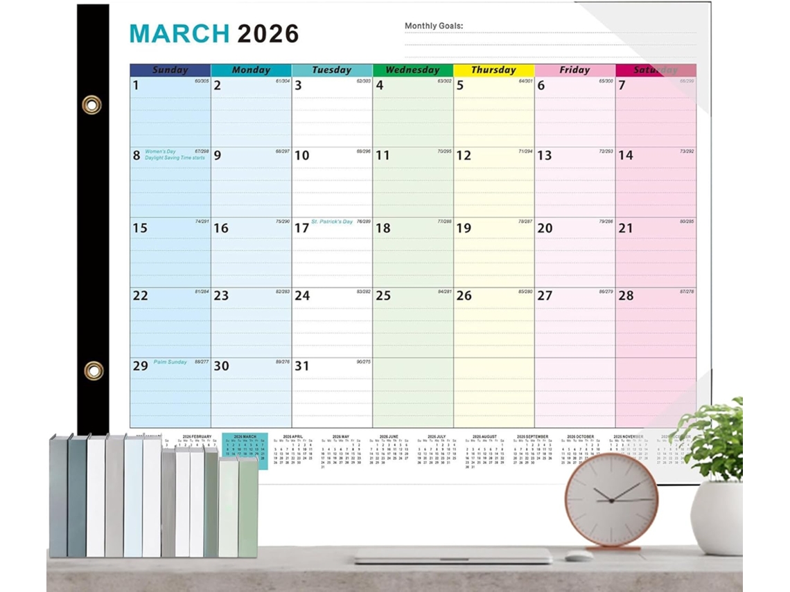 Calendario de pizarra blanca para escribir y borrar, de enero de 2026 a junio de 2027, para la escuela.