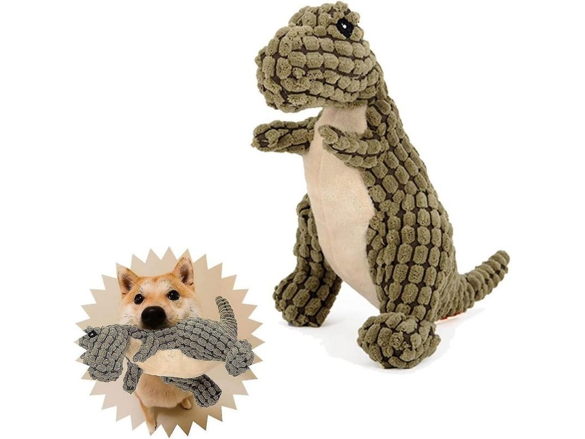 Juguete De Dino Robusto Indestructible Para Perros Mordedores Agresivos, Juguete De Peluche Con Chirrido Kz Verde