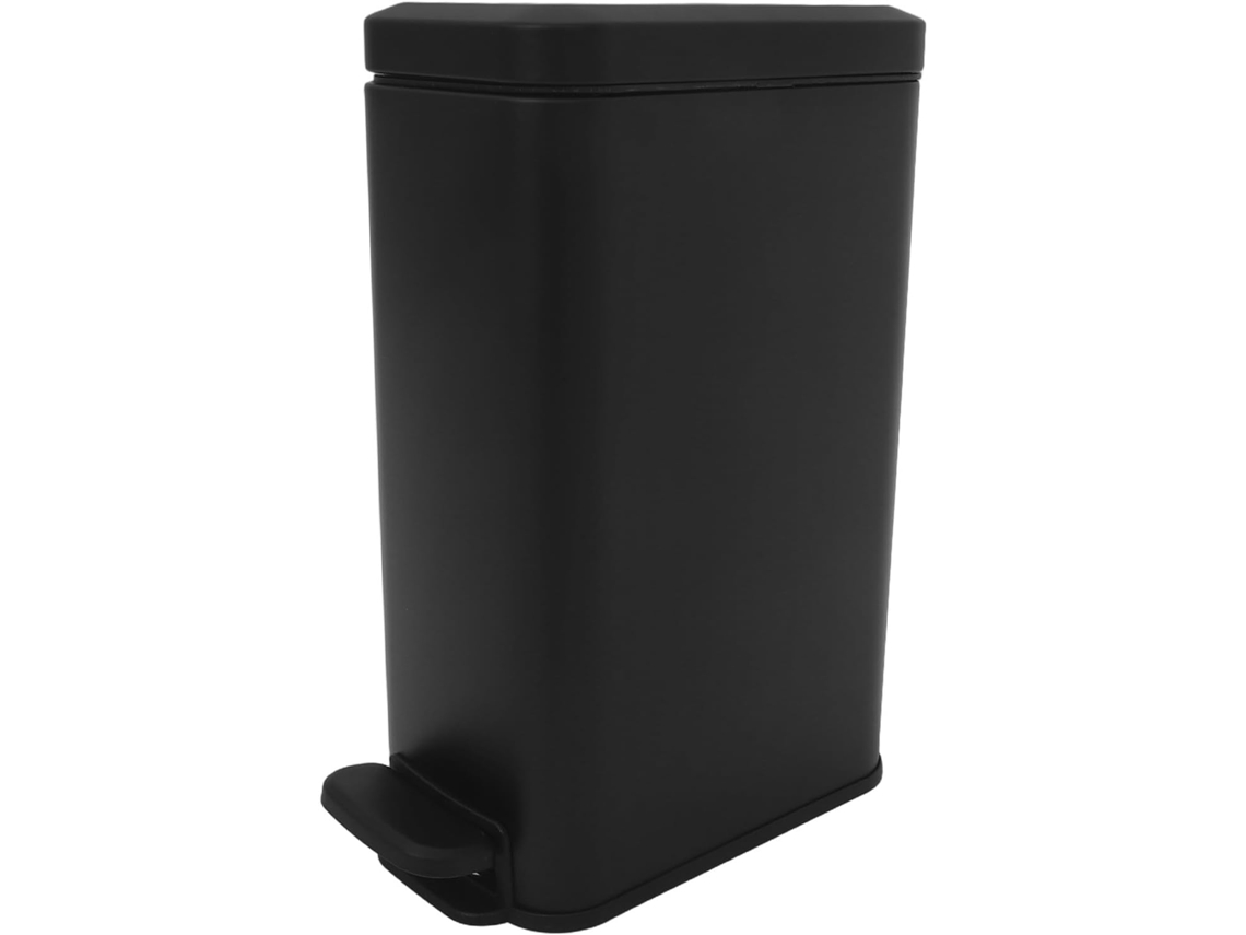 Papelera Con Pedal Y Tapa De Cierre Suave, Papelera Delgada De Acero Inoxidable Mate Para Oficina.