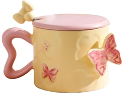 Taza Mariposa | Elegante taza de cerámica de 350 ml, vajilla decorativa con estampado Gokoco