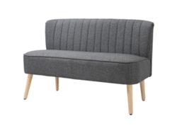 Sofá De 2 Lugares – Estofado Com Efeito Linho – Estrutura De Madeira – Para Sala De Estar Ou Quarto – 117 Cm – Cinza